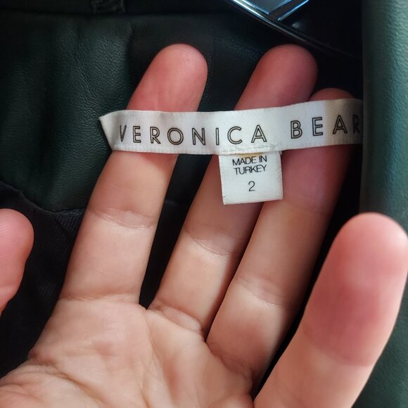 Veronica Beard Cooke Leather Green Jacket Blazer - Picture 2 of 11